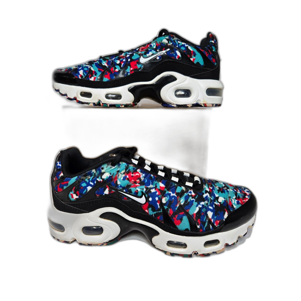 Nike Air Max Plus GS Black Hyper Blue Print Sneakers | Women's Size 7/Youth 5.5 - Picture 2 of 11